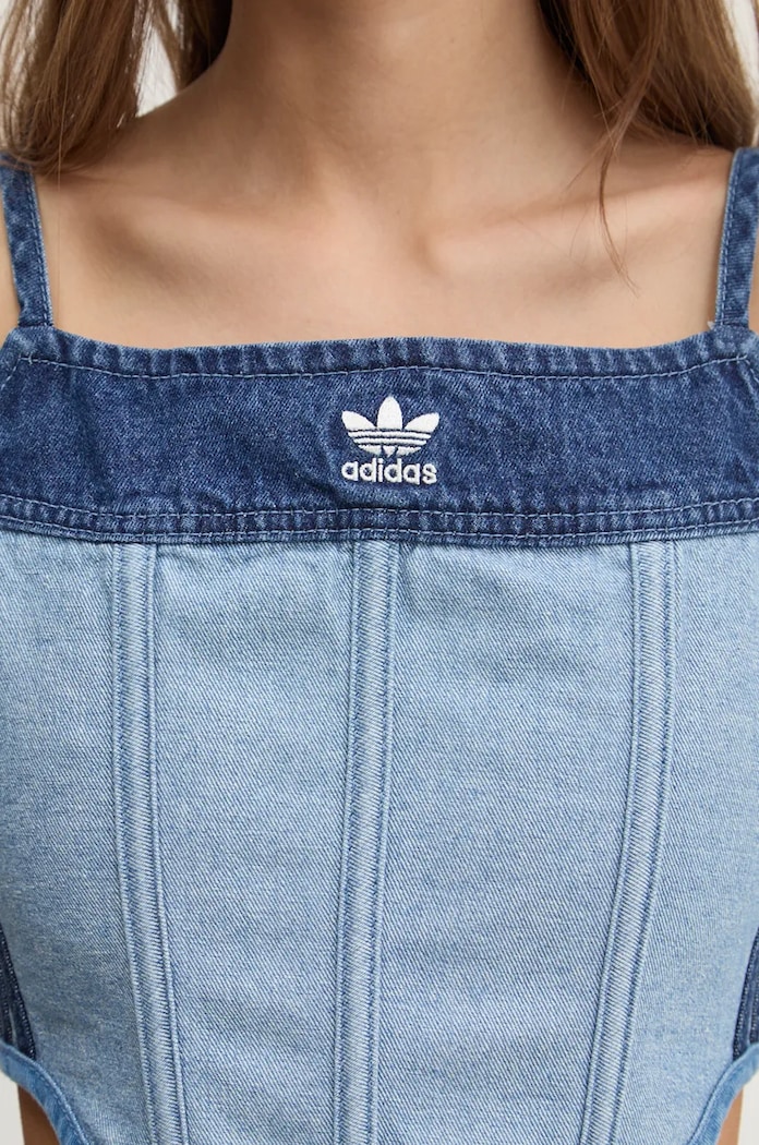 Džínový top adidas Originals x Ksenia Schneider IW5671 modrá