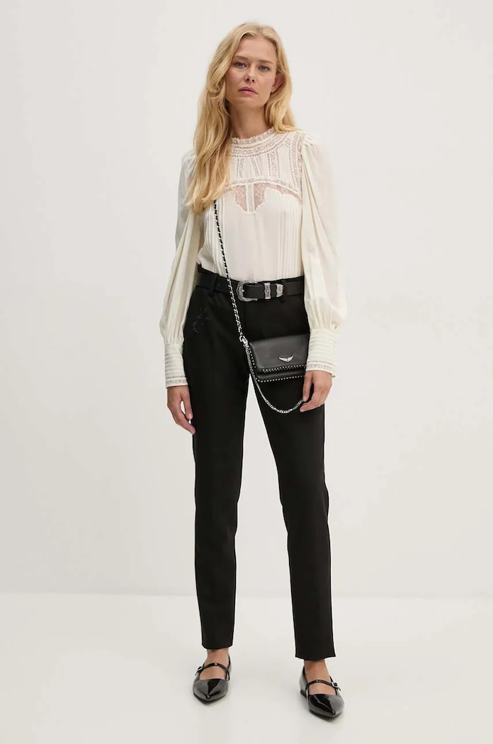Μεταξωτή μπλούζα ZADIG&VOLTAIRE WWSH00585 μπεζ AW24