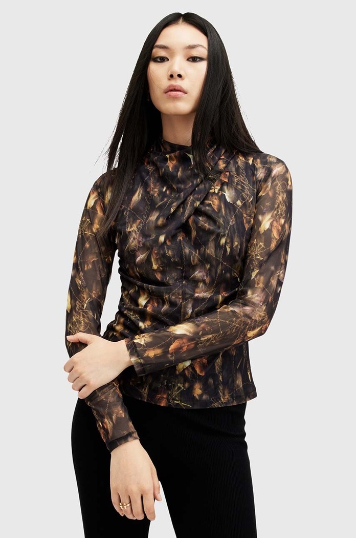 Halenka AllSaints TIA MESH TOP slim černá W126JB
