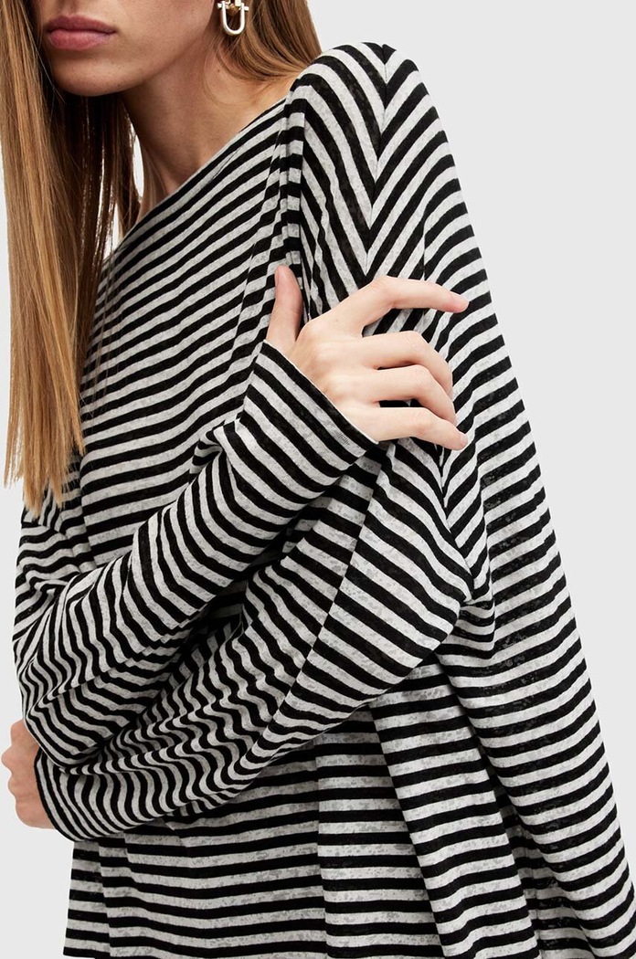 Μπλουζάκι AllSaints RITA STRIPE TEE W003JY γκρί AW24
