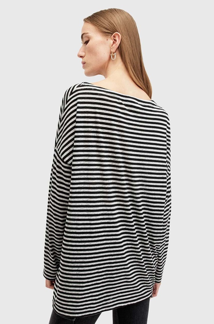 Ρούχα Μπλουζάκι AllSaints RITA STRIPE TEE W003JY γκρί