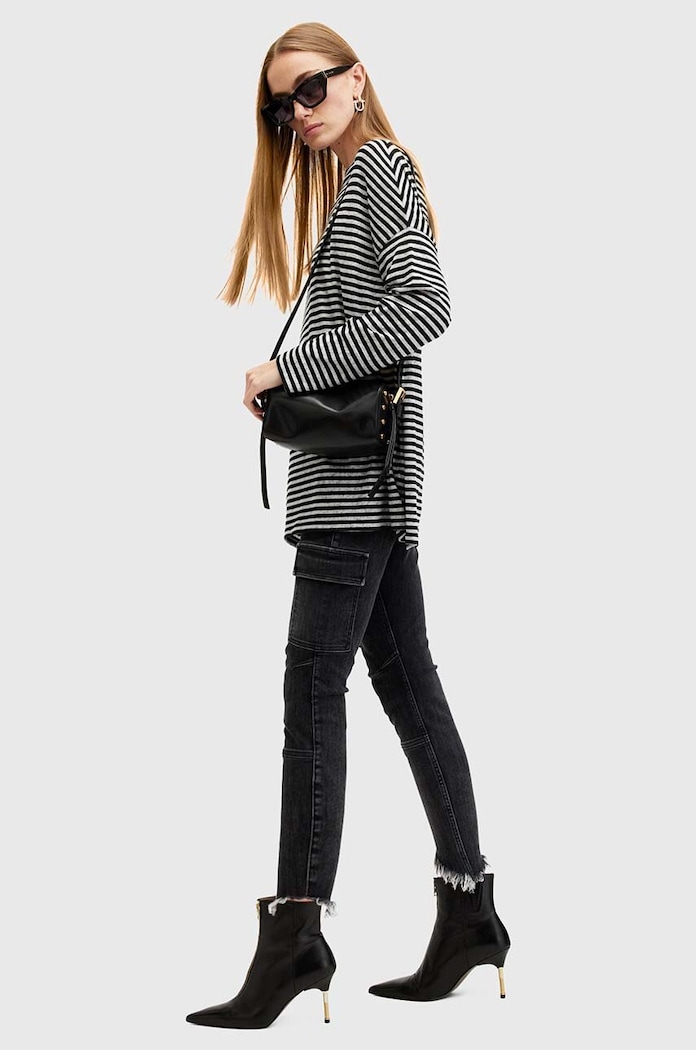 Μπλουζάκι AllSaints RITA STRIPE TEE W003JY γκρί