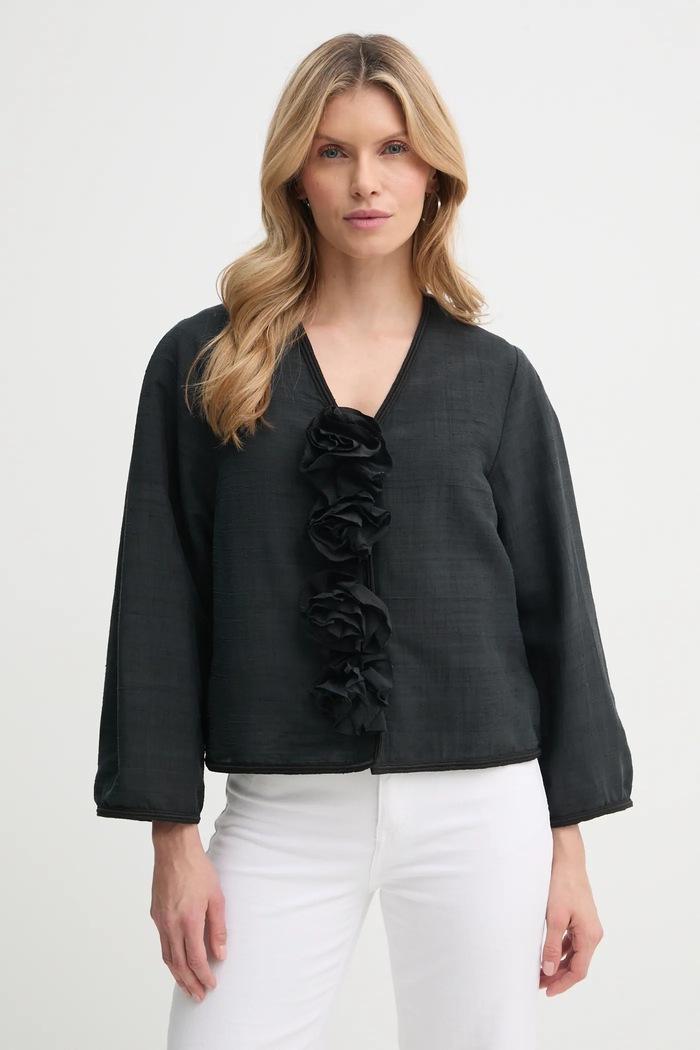 Hedvábné tričko By Malene Birger MINEAS hladký černá 102436