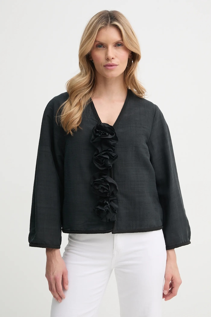 Hedvábné tričko By Malene Birger MINEAS hladký černá 102436