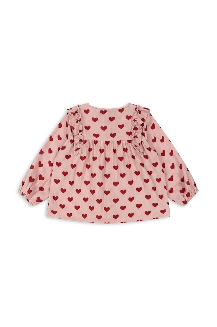 Момиче Детска памучна блуза Konges Sløjd COCO FRILL SHIRT GOTS KS101462 розов