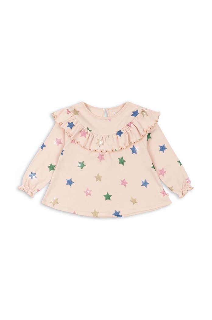Konges Sløjd bluzka bawełniana dziecięca MALLI GLITTER BLOUSE GOTS wzorzyste beżowy KS101593