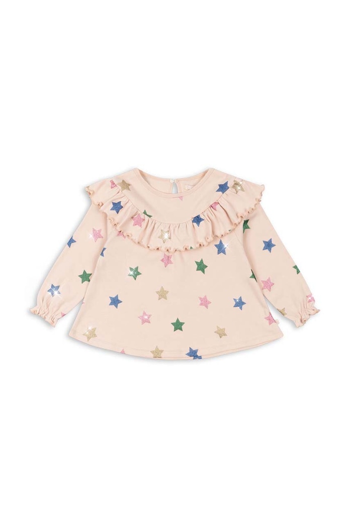 Konges Sløjd bluzka bawełniana dziecięca MALLI GLITTER BLOUSE GOTS wzorzyste beżowy KS101593