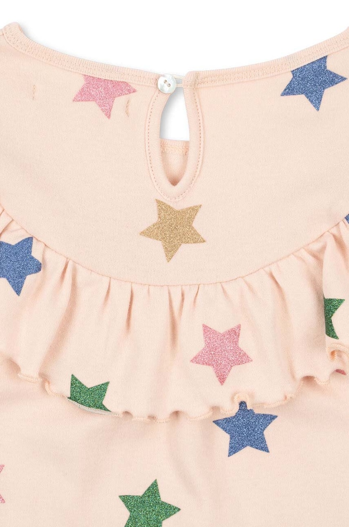 Dziewczynka Konges Sløjd bluzka bawełniana dziecięca MALLI GLITTER BLOUSE GOTS KS101593 beżowy
