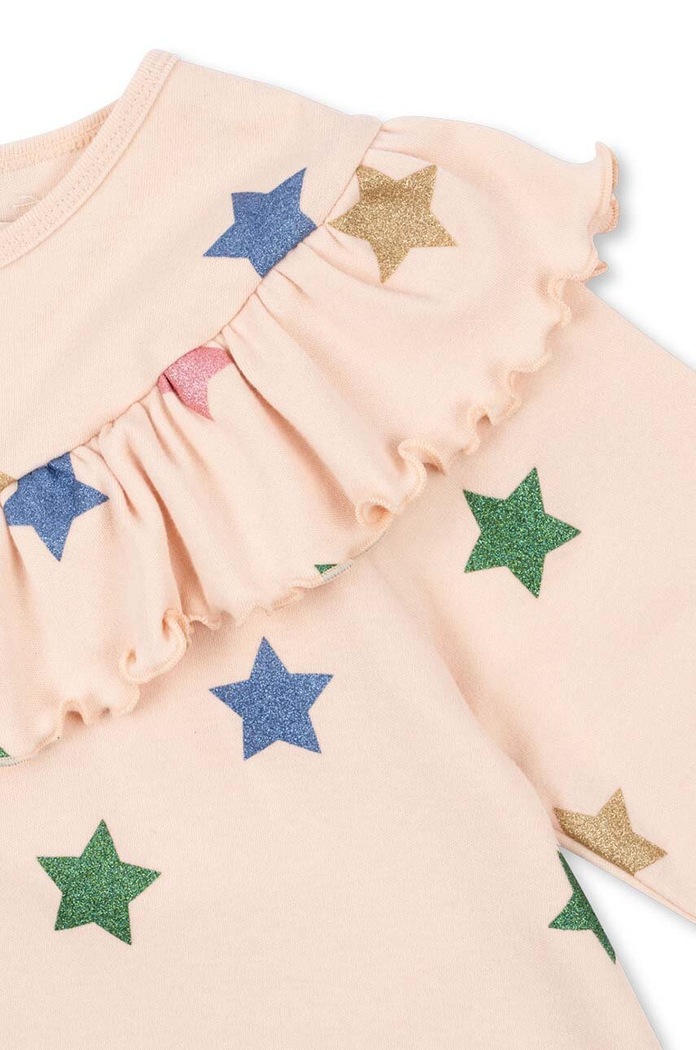 Konges Sløjd bluzka bawełniana dziecięca MALLI GLITTER BLOUSE GOTS beżowy KS101593