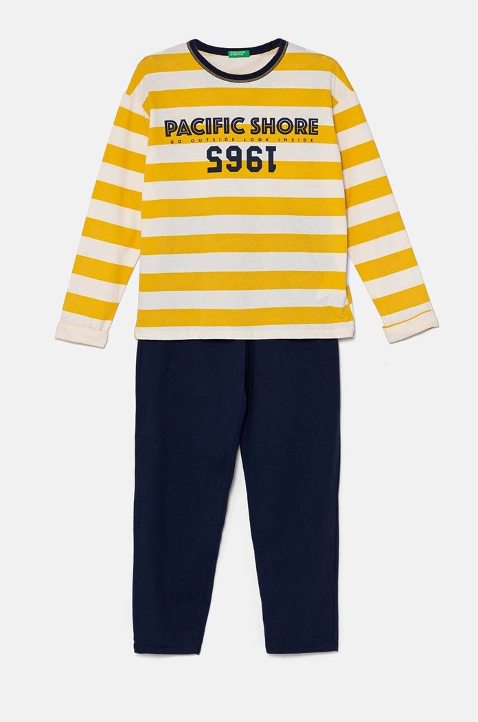 Dětské bavlněné pyžamo United Colors of Benetton sada žlutá 3D720P07B.G.Seasonal