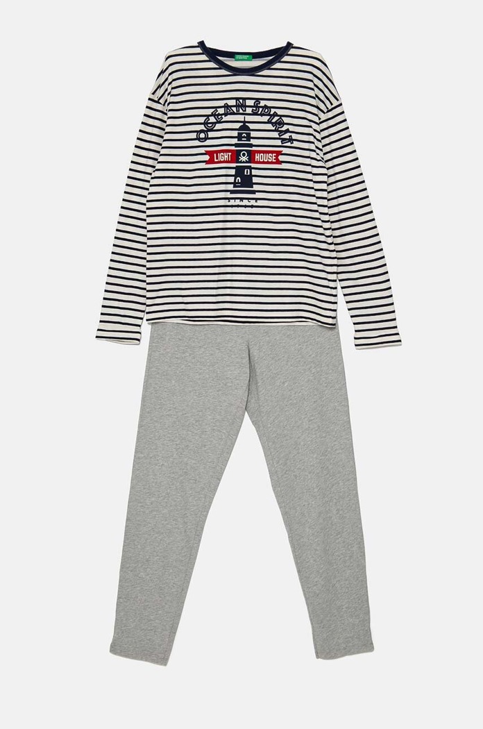 Dětské bavlněné pyžamo United Colors of Benetton sada šedá 3D720P07B.G.Seasonal