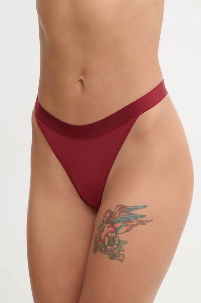 BOSS Chiloți g-string pentru femei cu bumbac STRING BEA rosu 50520398