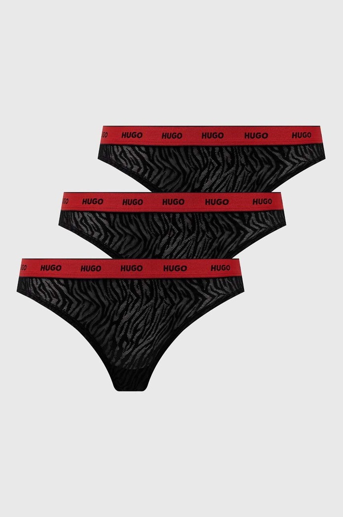 Στρινγκ HUGO 3-pack στάμπα μαύρο 50523829