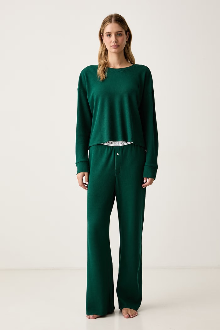 Polo Ralph Lauren Piżama dwuczęściowa damska z bawełną zielony 4P0155
