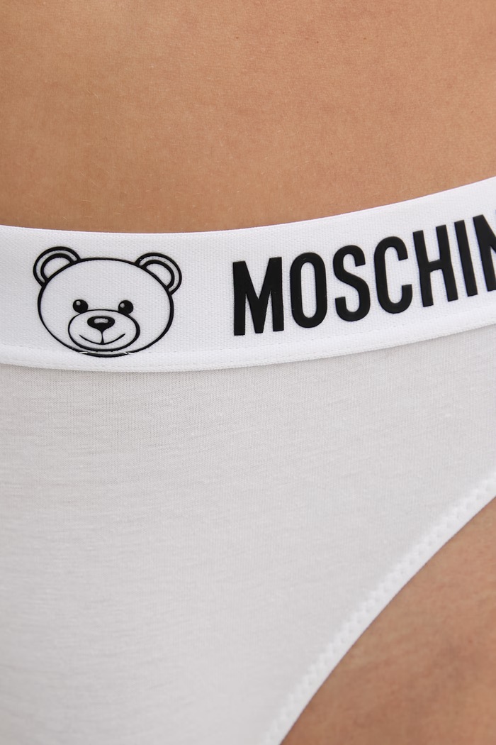 Odzież Moschino Underwear Stringi damskie bawełniane z elastanem A1303.4406 biały