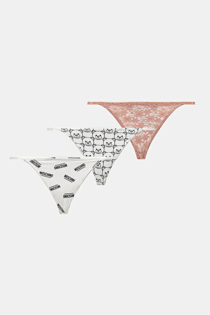 Brazilian στρινγκ Moschino Underwear 3-pack πλεκτό ύφασμα λευκό A2306.4611