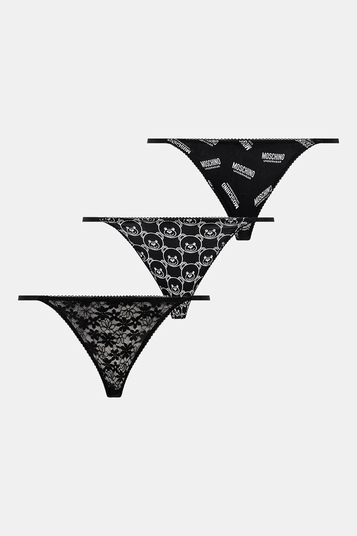 Kalhotky brazilky Moschino Underwear 3-pack kalhotky černá A2306.4611