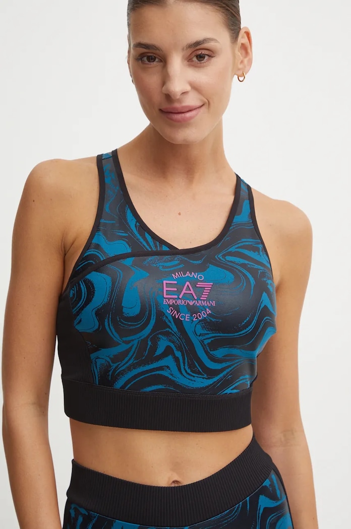 Športová podprsenka EA7 Emporio Armani bez kostíc modrá TJVXZ.6DTH55.2505