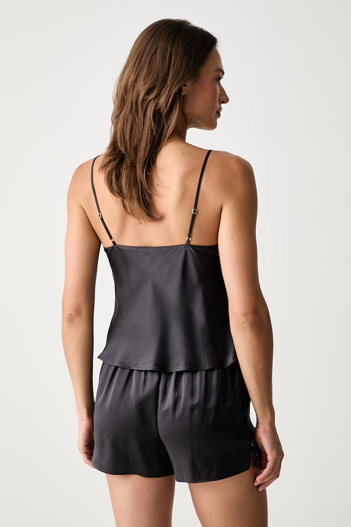Chantelle top piżamowy damski jedwabny C15OI5 czarny SS25