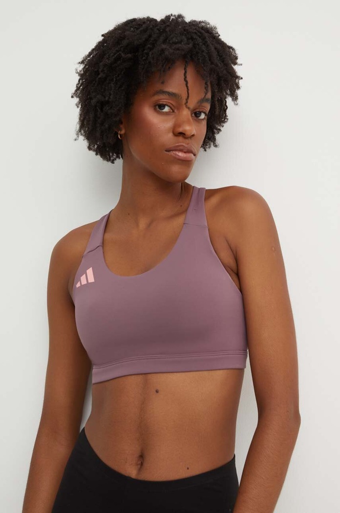 Športová podprsenka adidas Performance Adizero Essentials bez kostíc fialová JD8490