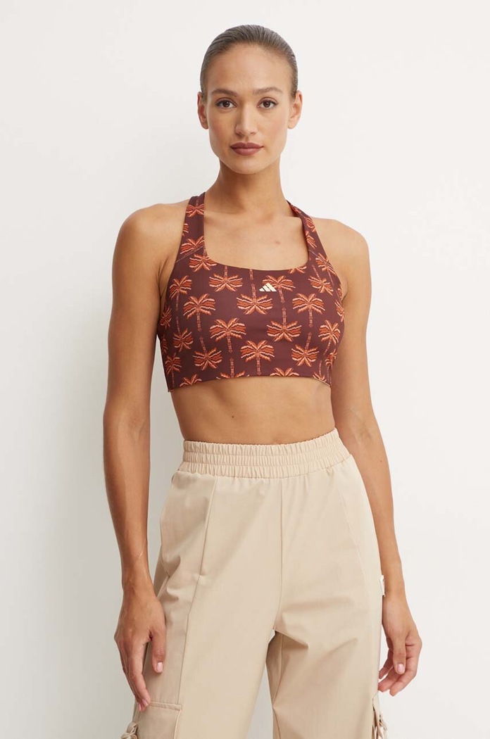 Športová podprsenka adidas Performance x FARM Rio hnedá JE4031