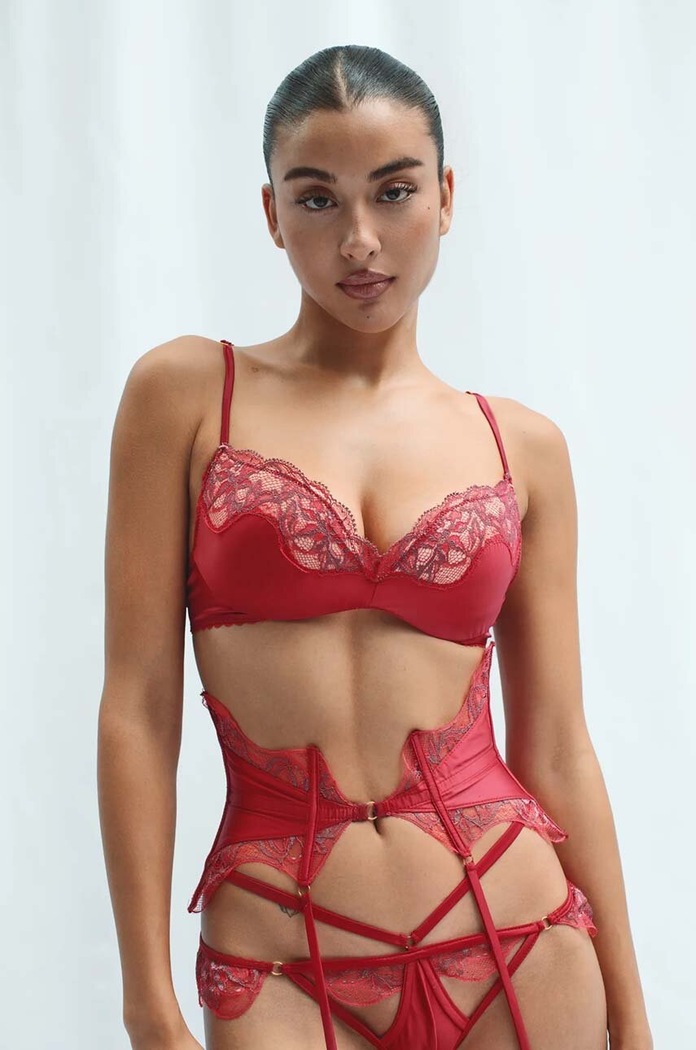 Modrček GOD SAVE QUEENS SCARLETT WIRE-FREE PUSH UP BRA Tkanina roza GSQ.54.116
