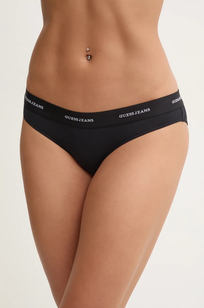 Σλιπ Guess Jeans πλεκτό ύφασμα μαύρο W4BZ30.KBBU1