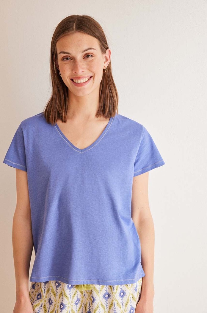 women'secret tricou de pijama din bumbac MIX AND MATCH CALA munte albastru 3278389
