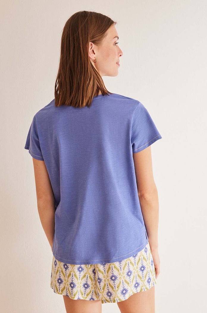 Îmbrăcăminte women'secret tricou de pijama din bumbac MIX AND MATCH CALA 3278389 albastru