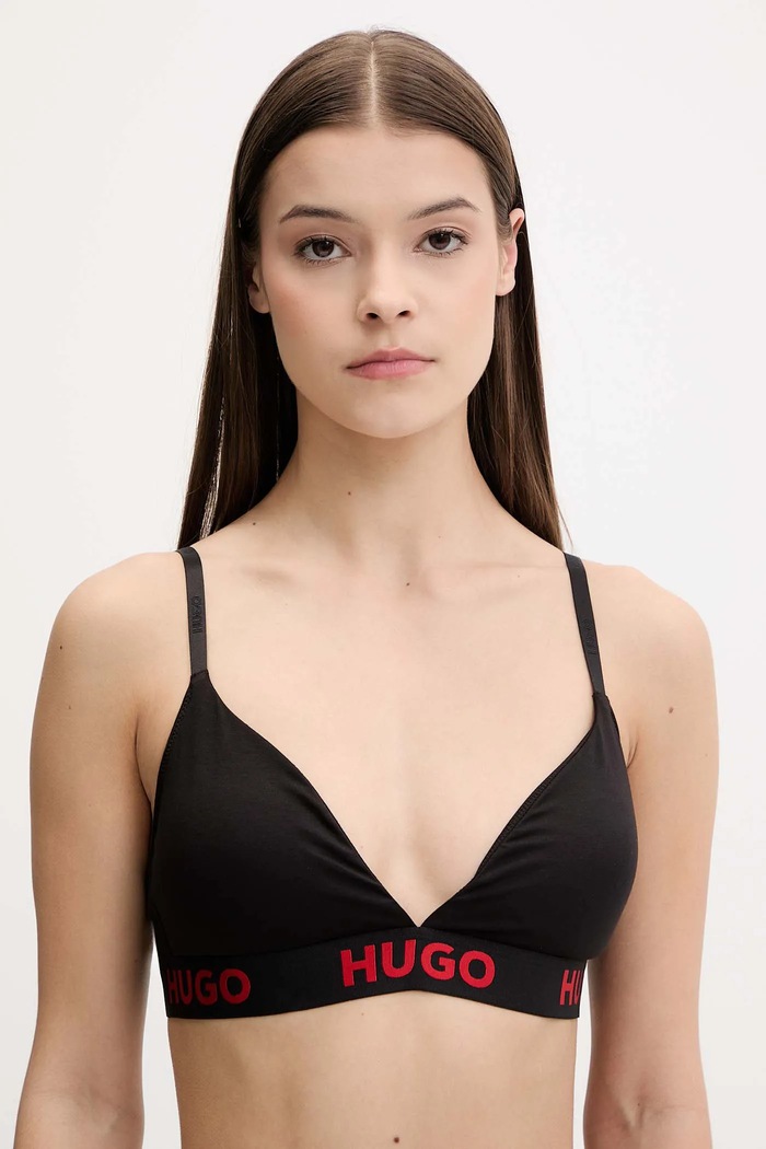 Бюстгальтер HUGO TRIANGLE SPORTY LOGO трикотаж чорний 50525383