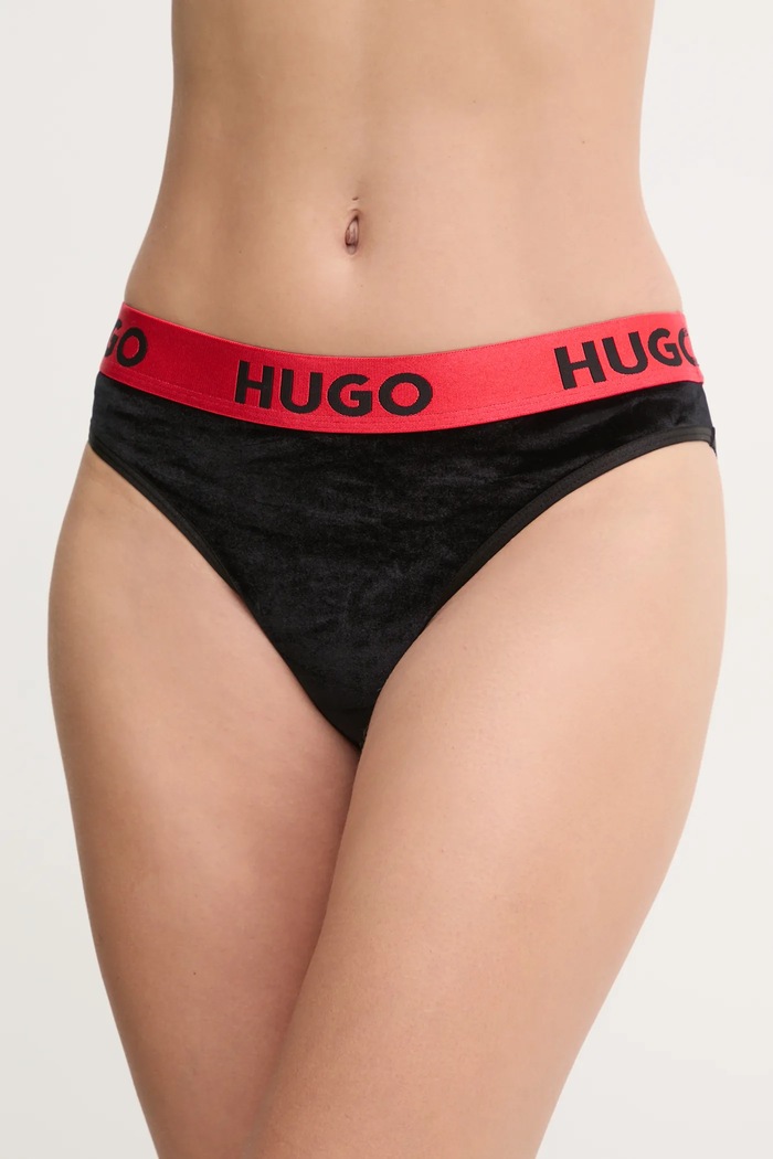 Σλιπ HUGO πλεκτό ύφασμα μαύρο 50527165