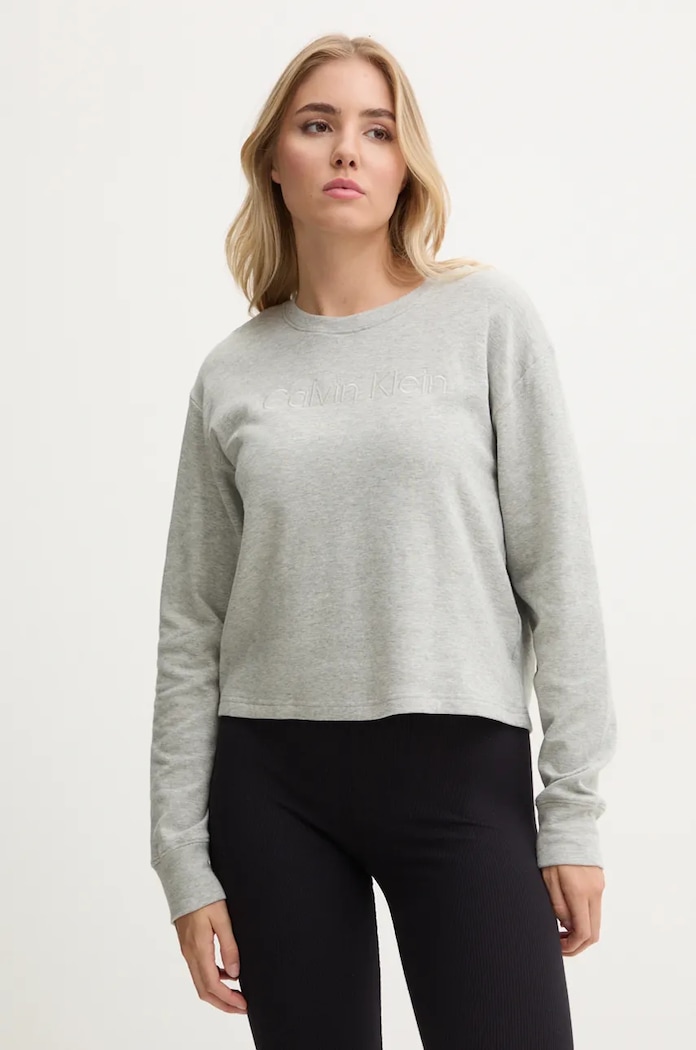 Μπλούζα πιτζάμας Calvin Klein Underwear πλεκτό ύφασμα γκρί 000QS7273E