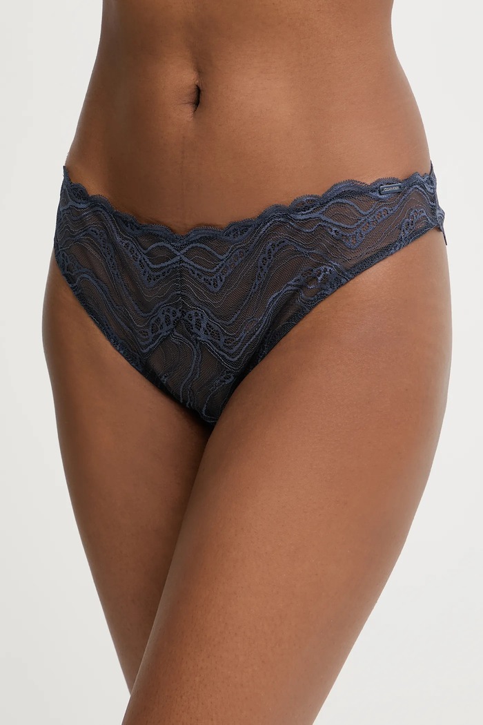 Σλιπ Calvin Klein Underwear πλεκτό ύφασμα σκούρο μπλε 000QF7927E