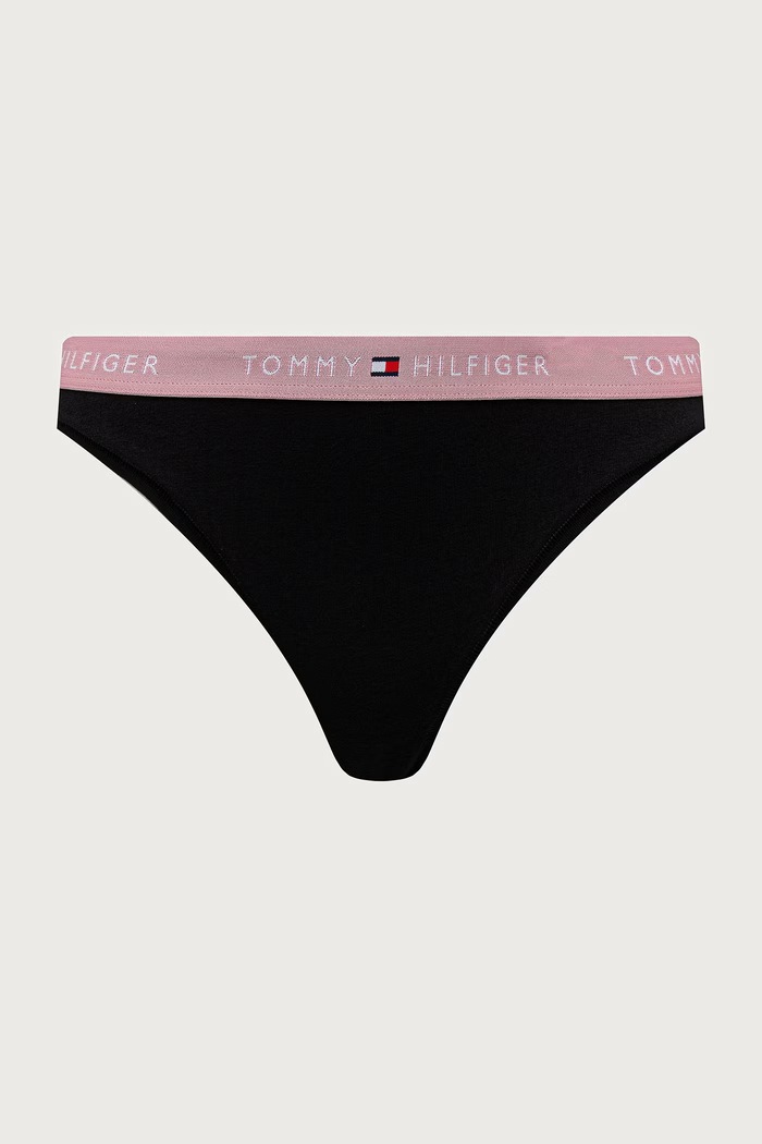 Figi damskie bawełniane z elastanem 3-pack Tommy Hilfiger UW0UW05529 czarny