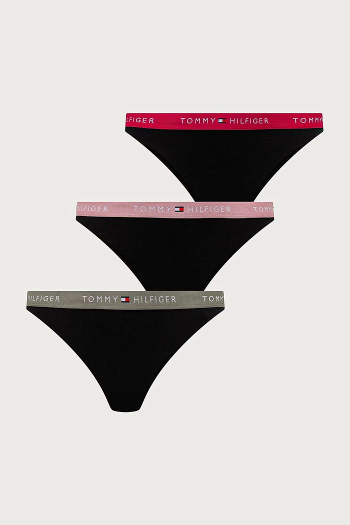 Tommy Hilfiger tanga dámské 3-pack černá UW0UW05530