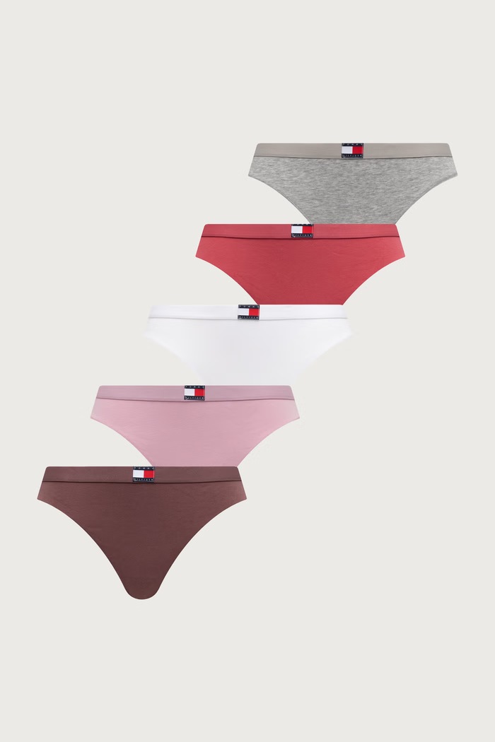 Tommy Hilfiger Stringi damskie bawełniane z elastanem 5-pack różowy UW0UW05642