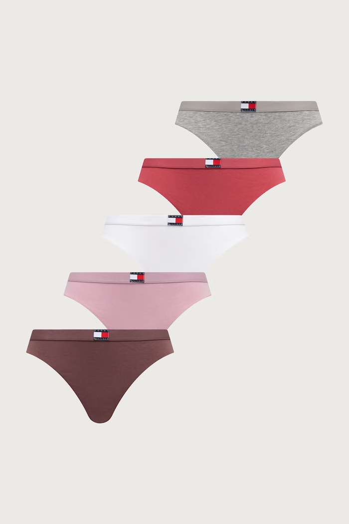 Tommy Hilfiger Stringi damskie bawełniane z elastanem 5-pack różowy UW0UW05642