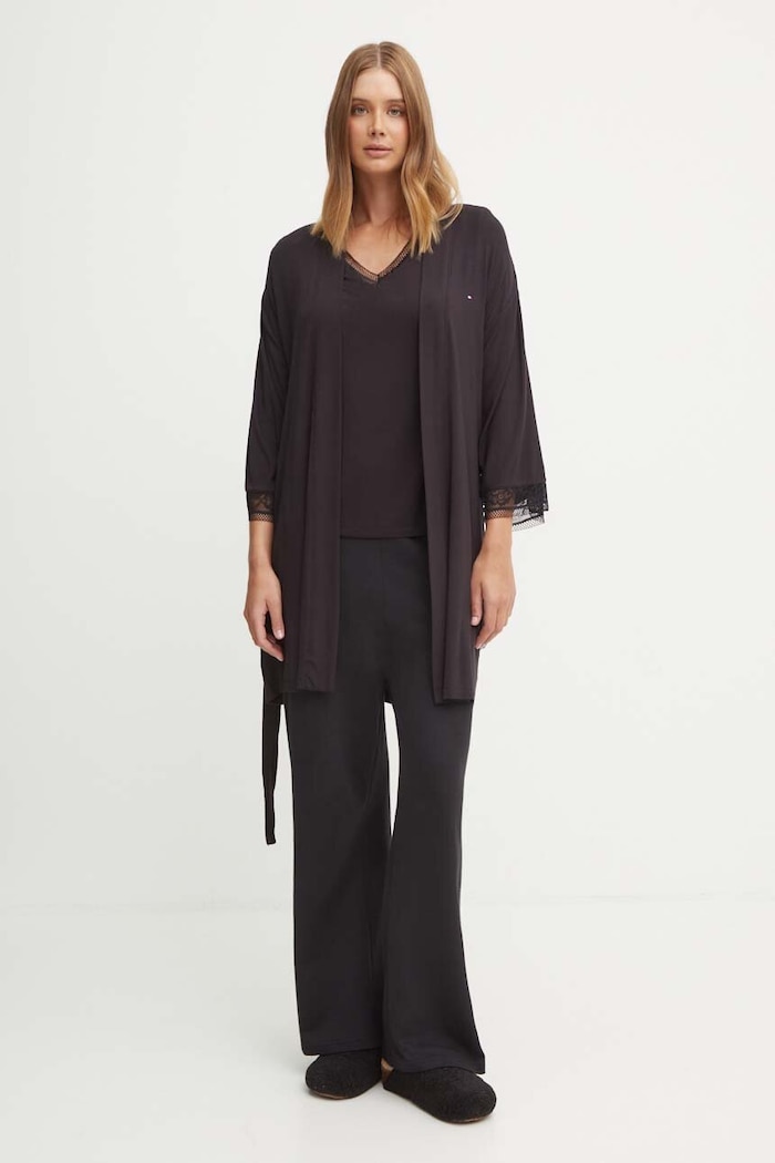 Tommy Hilfiger longsleeve piżamowy UW0UW05568 czarny AW24