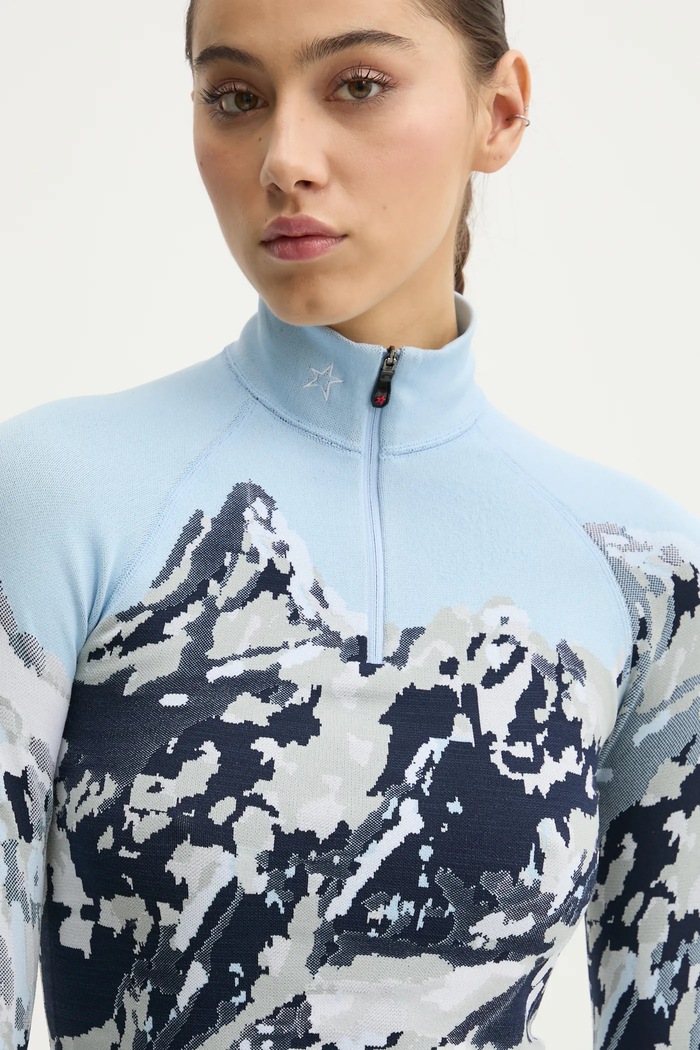 Longsleeve funkcyjny Perfect Jacquard Perfect Moment W3001122 niebieski