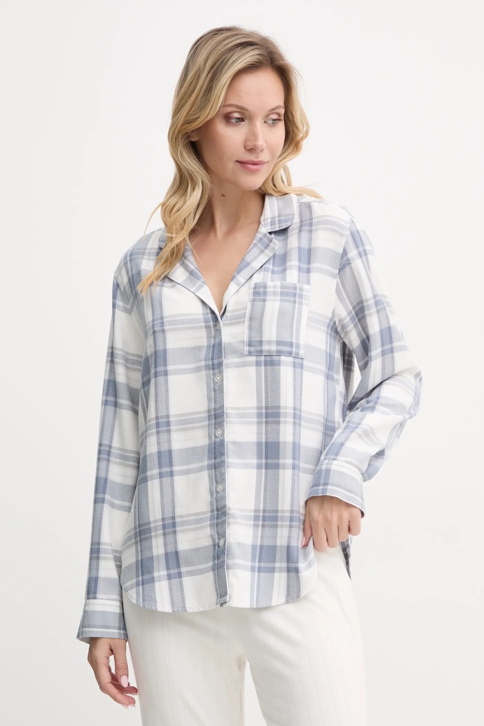 Πουκάμισο πιτζάμας Hollister Co. ύφασμα μπλε KI346.4058.110