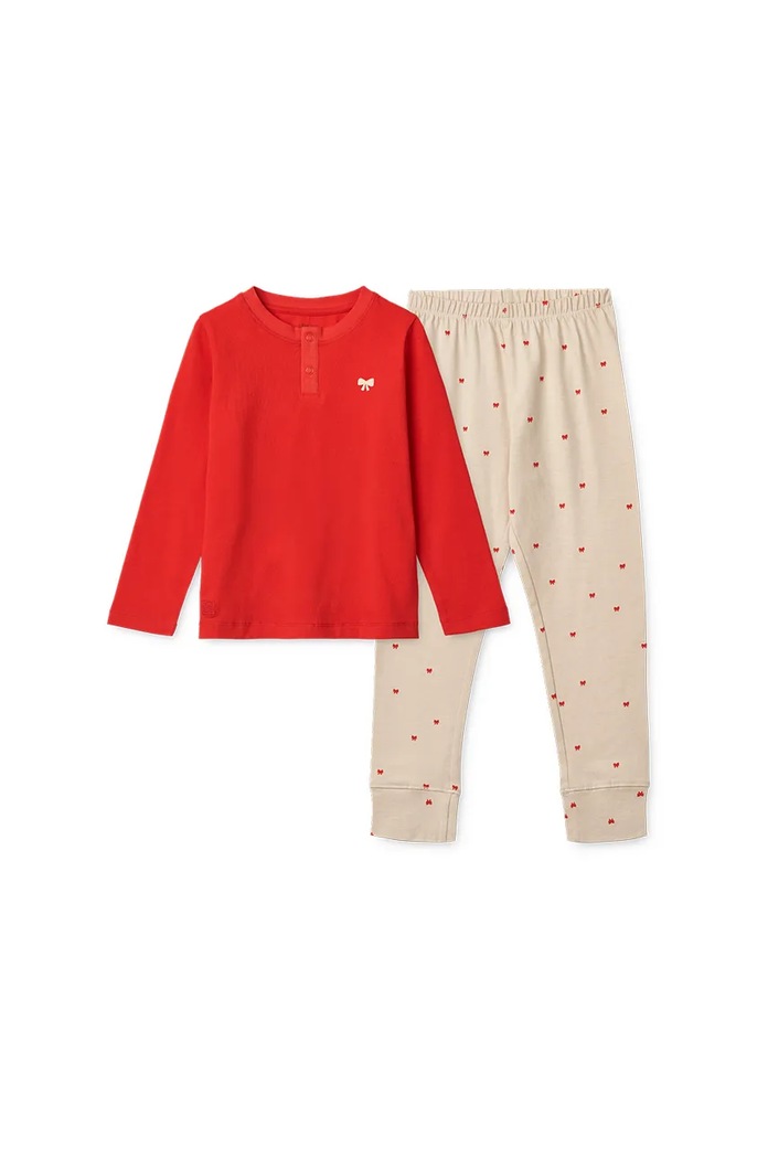 Детска памучна пижама Liewood Wilhelm Printed Pyjamas Set комплект червен LW19854.G