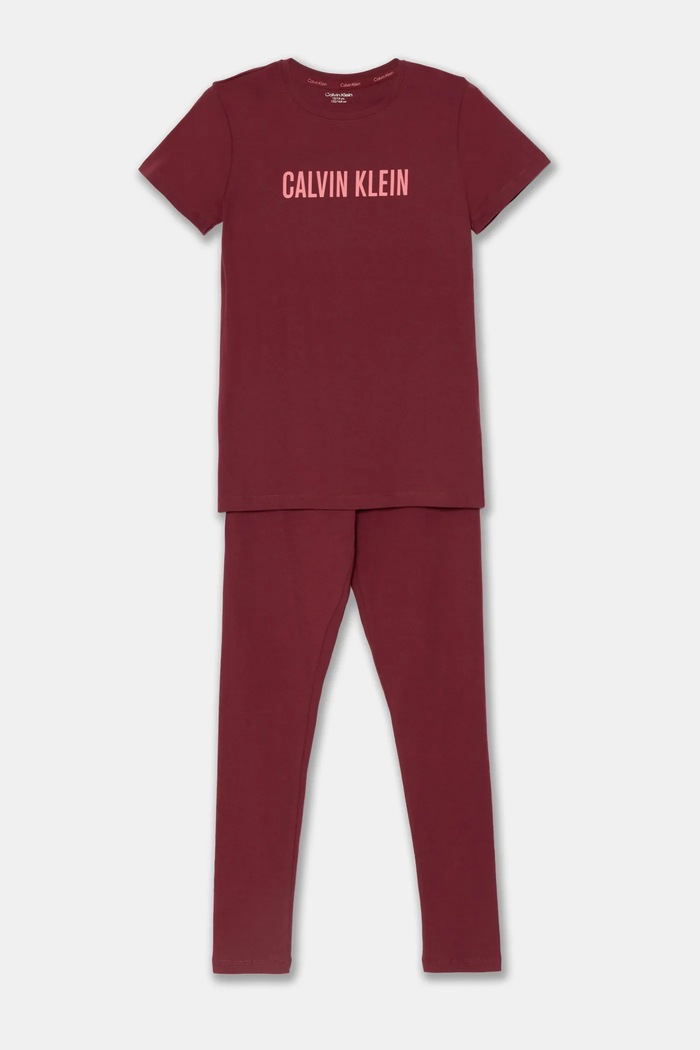 Παιδικές βαμβακερές πιτζάμες Calvin Klein Underwear σετ μπορντό G80G800716.9BYH