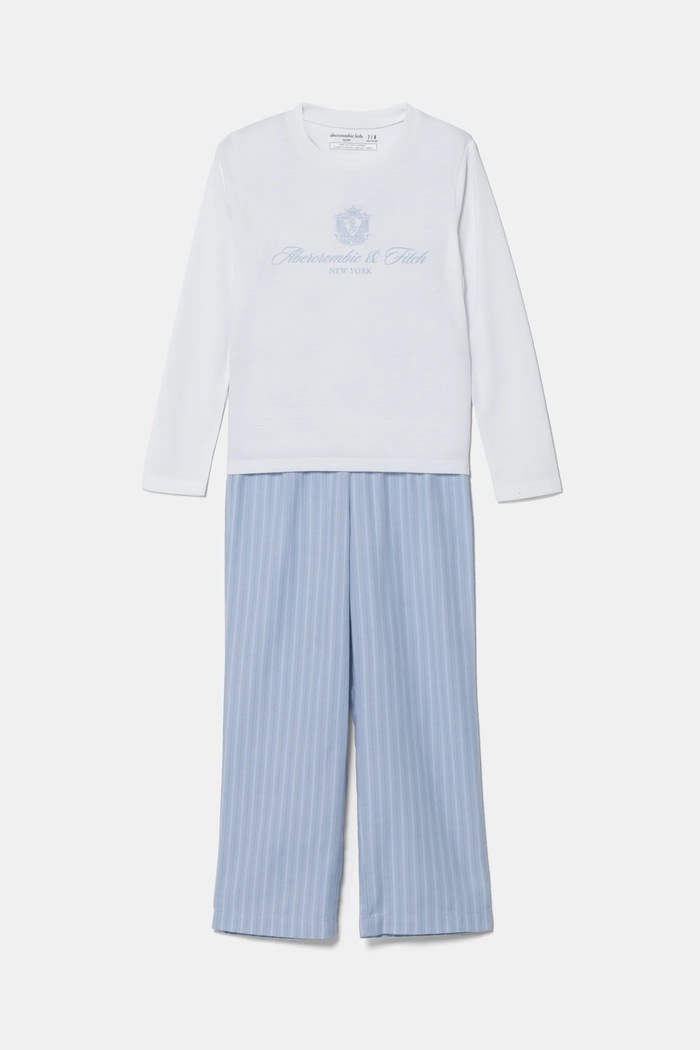 Παιδική πιτζάμα Abercrombie & Fitch σετ λευκό KI246.4007