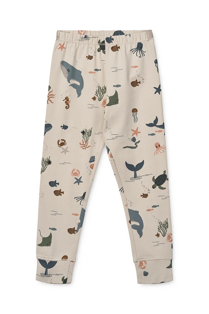 Chłopiec Liewood piżama bawełniana dziecięca Wilhelm Printed Pyjamas Set LW19854 beżowy