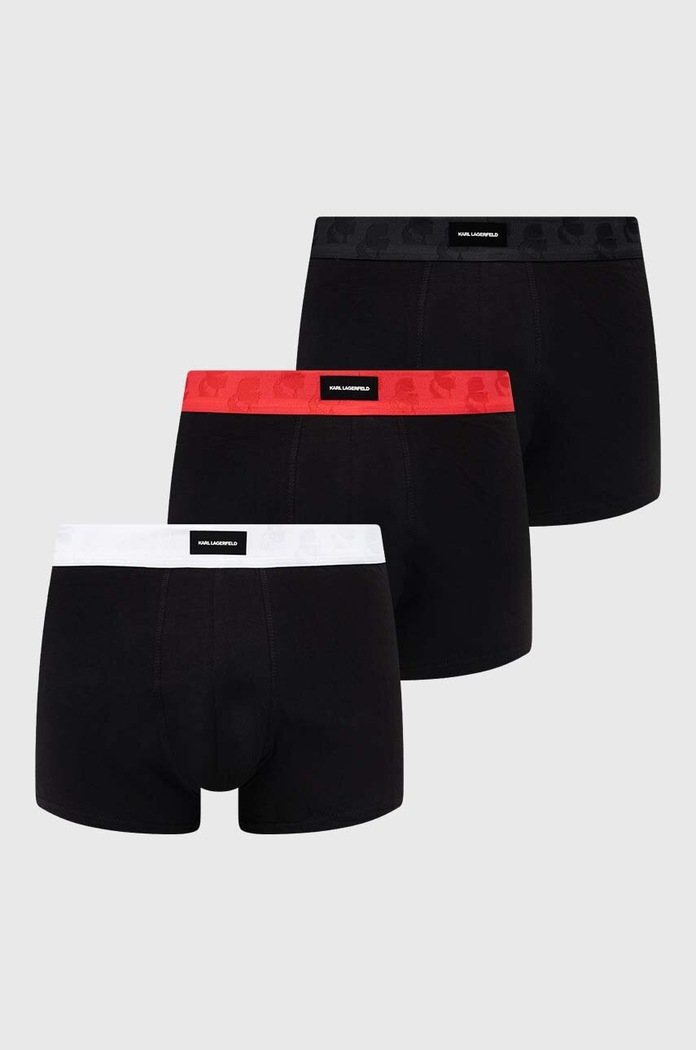 Boxerky Karl Lagerfeld 3-pak pletenina čierna 245M2102