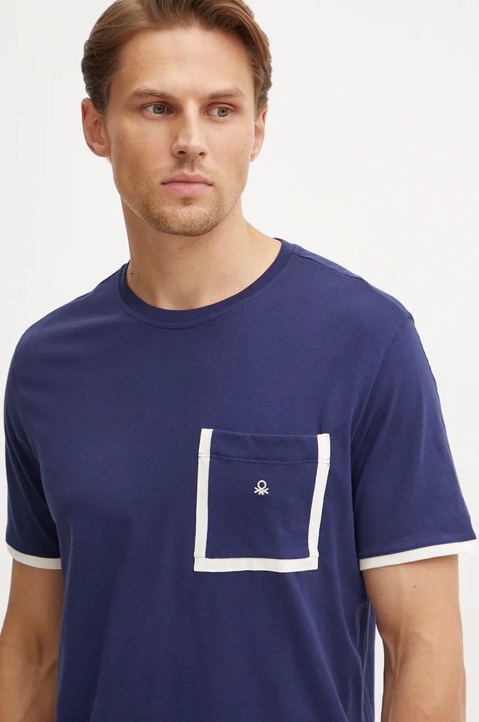 Дрехи Памучно горнище на пижама с къси ръкави United Colors of Benetton 30964M01R син