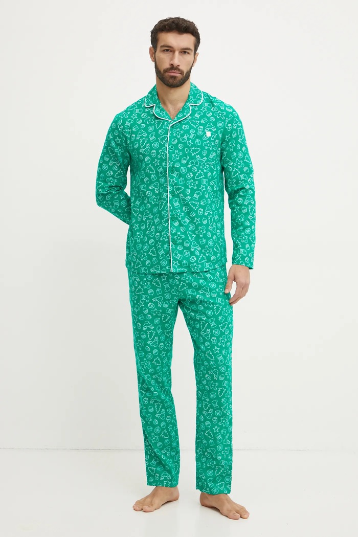Bavlněné pyžamo United Colors of Benetton sada zelená 4XPR4P00B