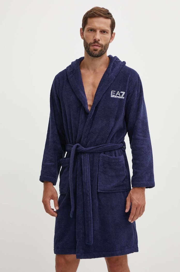 EA7 Emporio Armani szlafrok bawełniany bawełna granatowy CC792.904020.06935