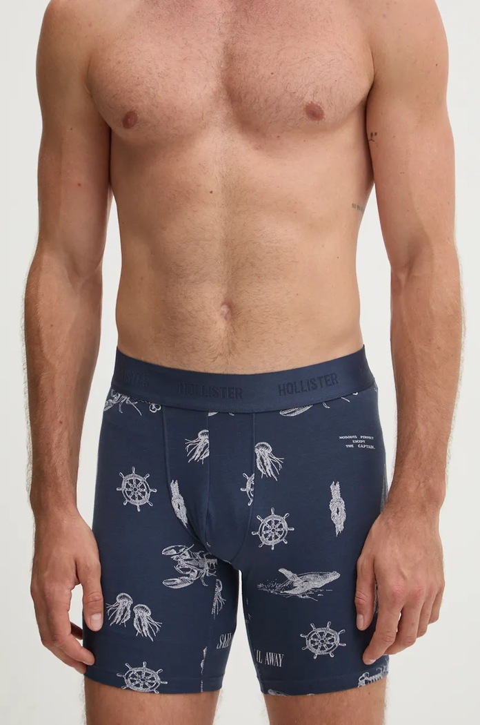 Boxerky Hollister Co. 3-pack pletenina modrá KI314.4020.118