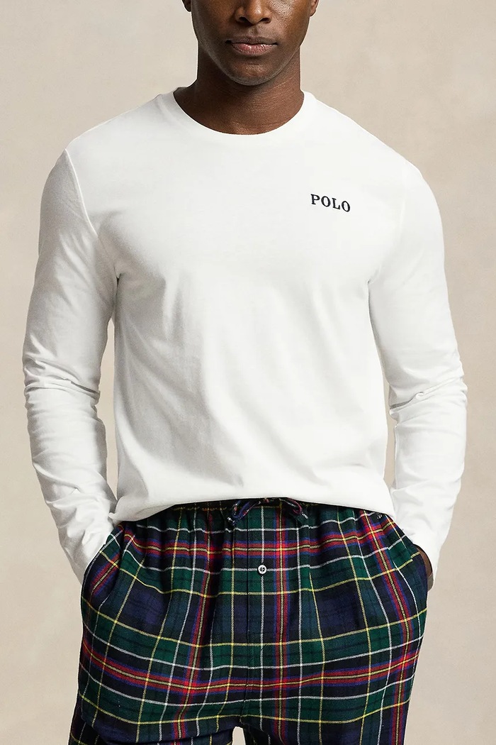 Odzież Polo Ralph Lauren Piżama dwuczęściowa męska bawełniana 714950621 biały